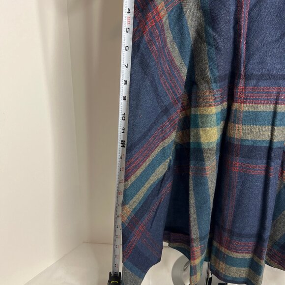 Vintage 70s Pencil Skirt - 25 in Waist - Plaid Blue Green Red Yellow Zipper Back - Picture 3 of 5